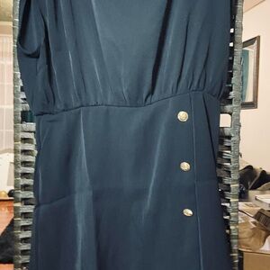 Elegant Black Romper with Gold Button Accents